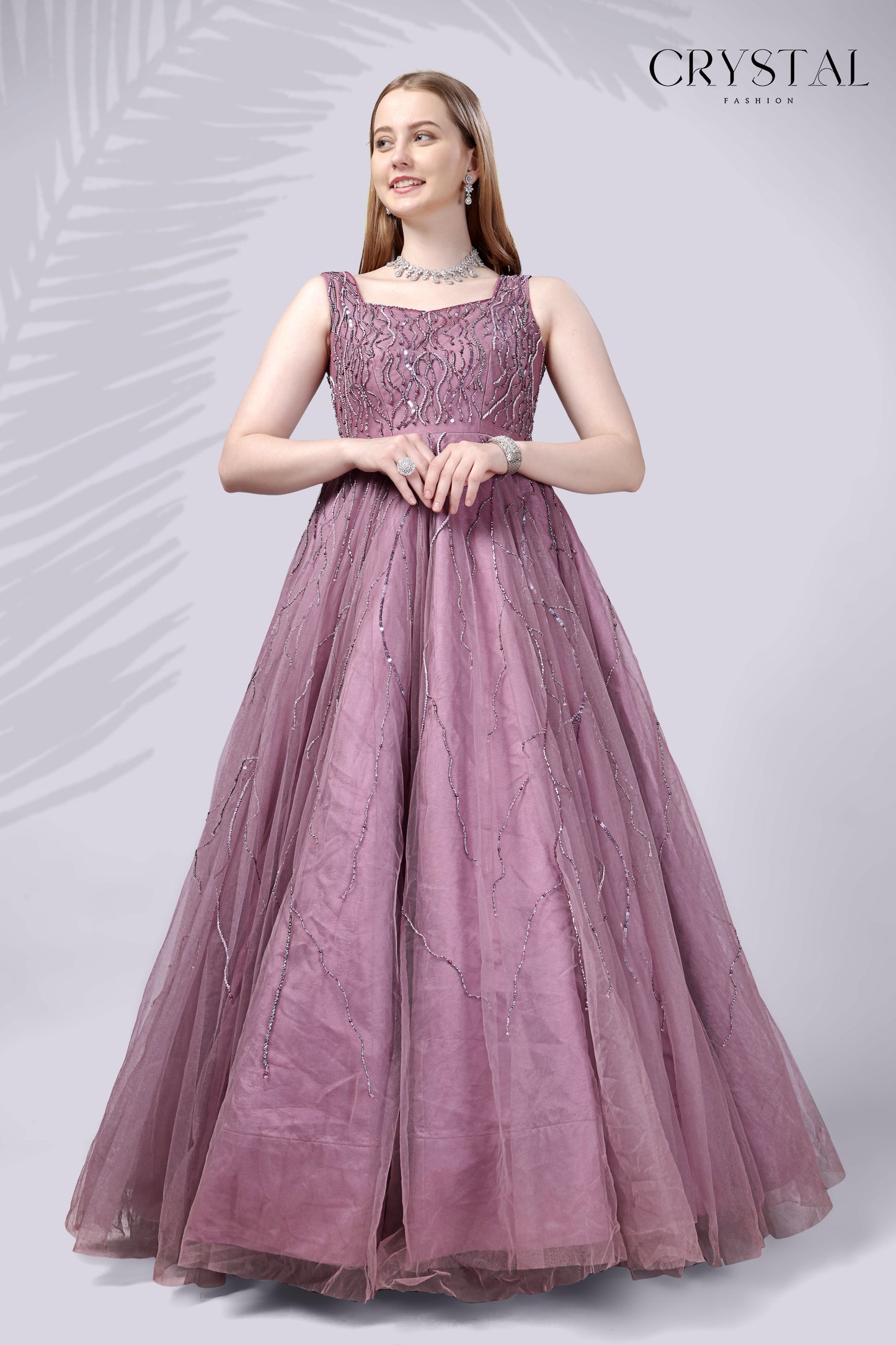 Blush Pink Western Gown – Handcrafted Engagement & Sangeet Edit