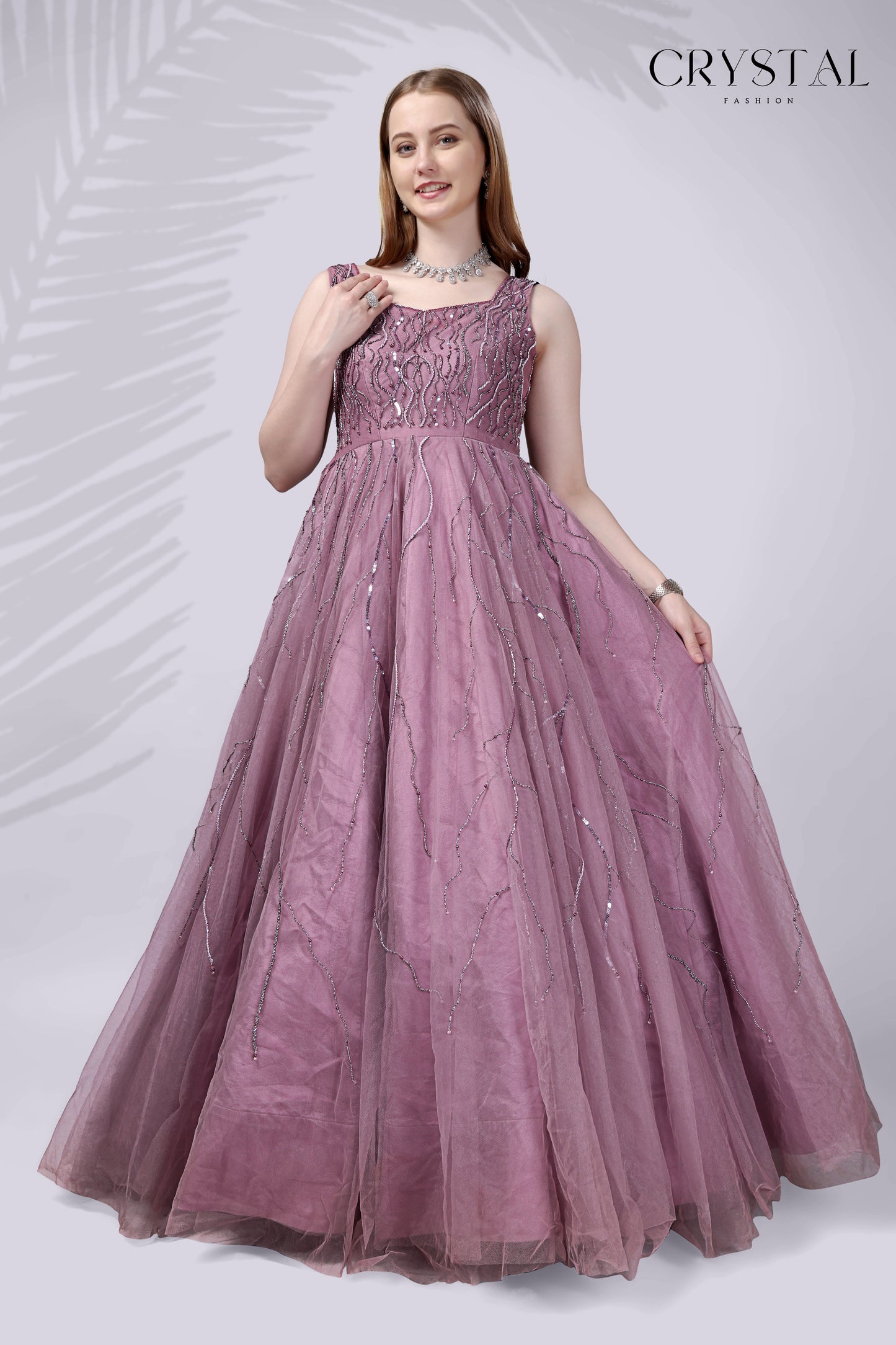 Blush Pink Western Gown – Handcrafted Engagement & Sangeet Edit