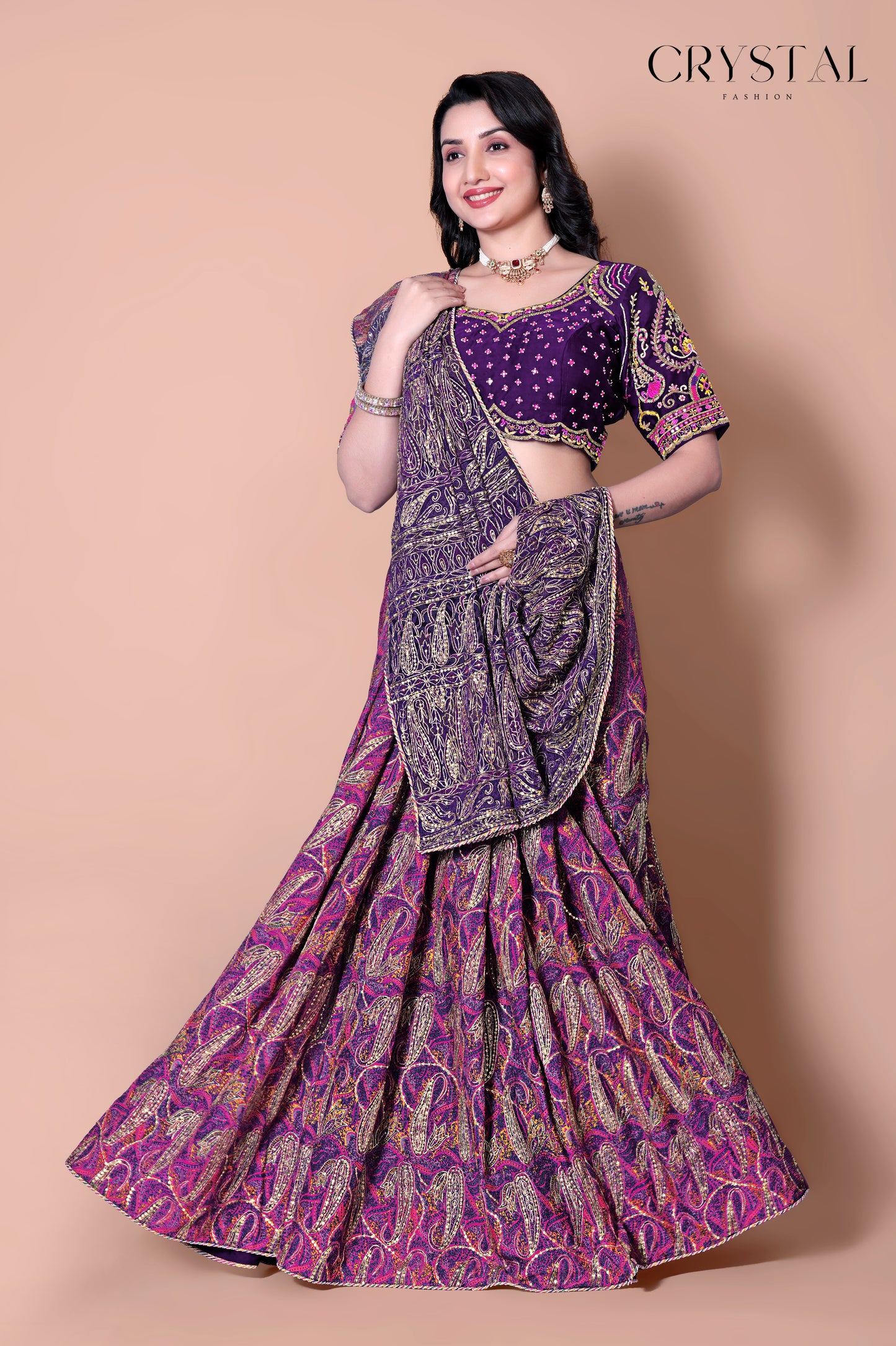 Purple Vintage Saree – Classic Hand Embroidery