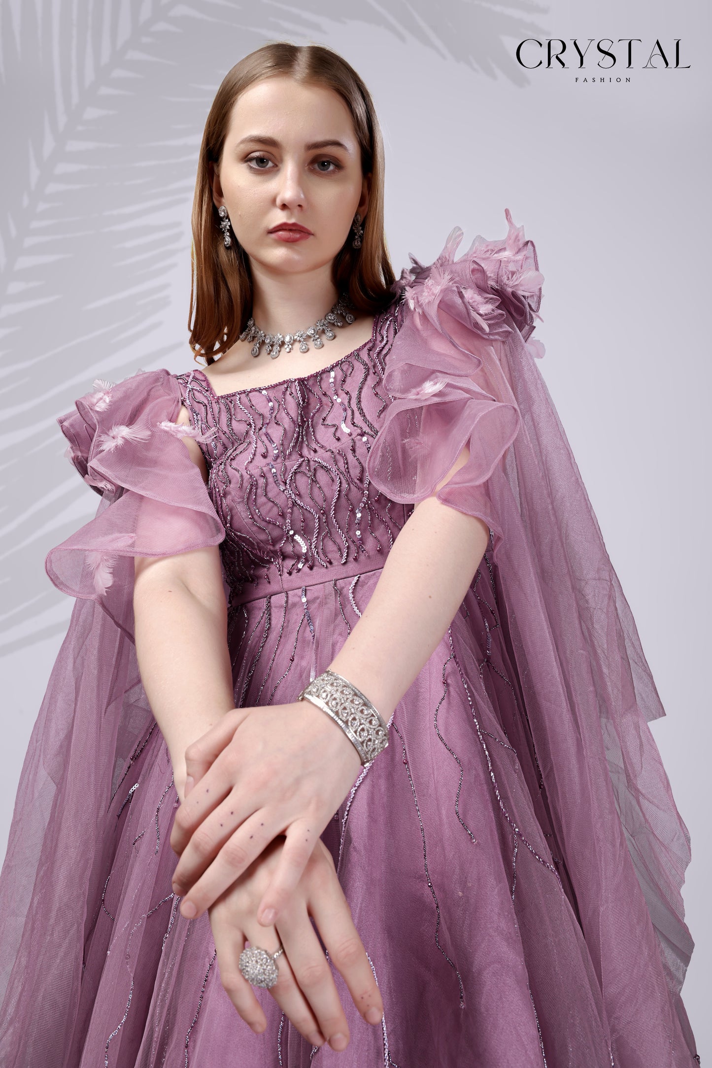 Blush Pink Western Gown – Handcrafted Engagement & Sangeet Edit
