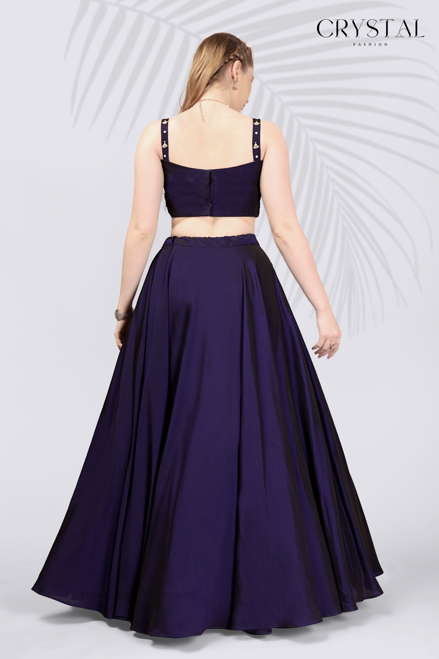 Sky Blue Organza Western Lehenga Choli – Hand Embroidery Work