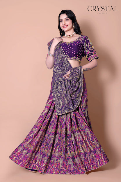 Purple Vintage Saree – Classic Hand Embroidery