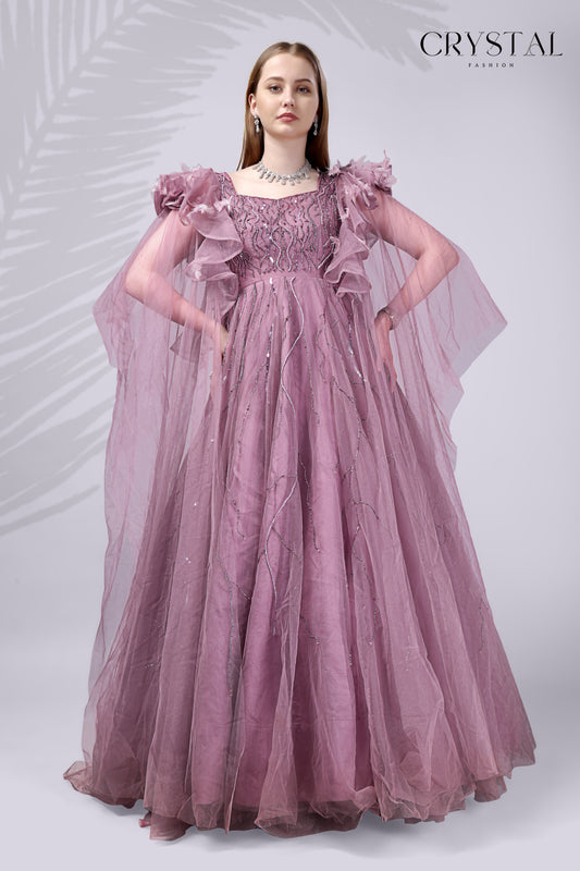 Blush Pink Western Gown – Handcrafted Engagement & Sangeet Edit