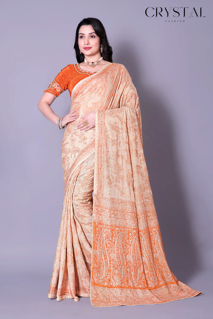Orange Vintage Saree – Handcrafted Vintage Embroidery