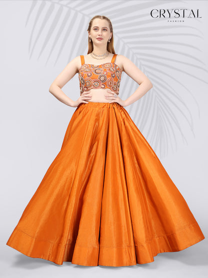 Orange Indo-Western Set – Hand Embroidery Details
